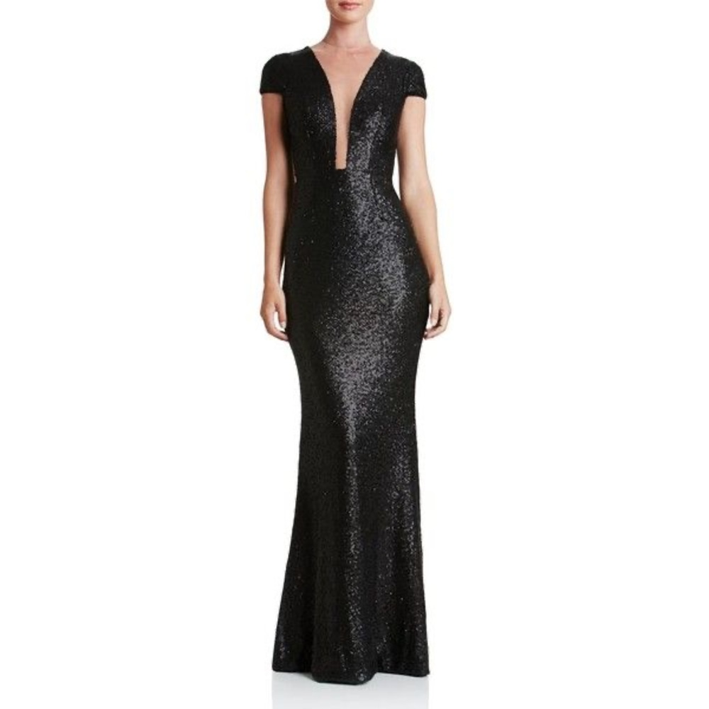 Dress the Population Michelle Illusion-Neck Sequin